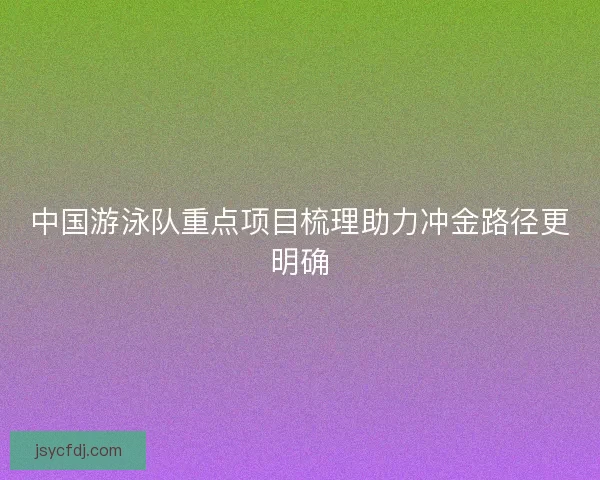 中国游泳队重点项目梳理助力冲金路径更明确